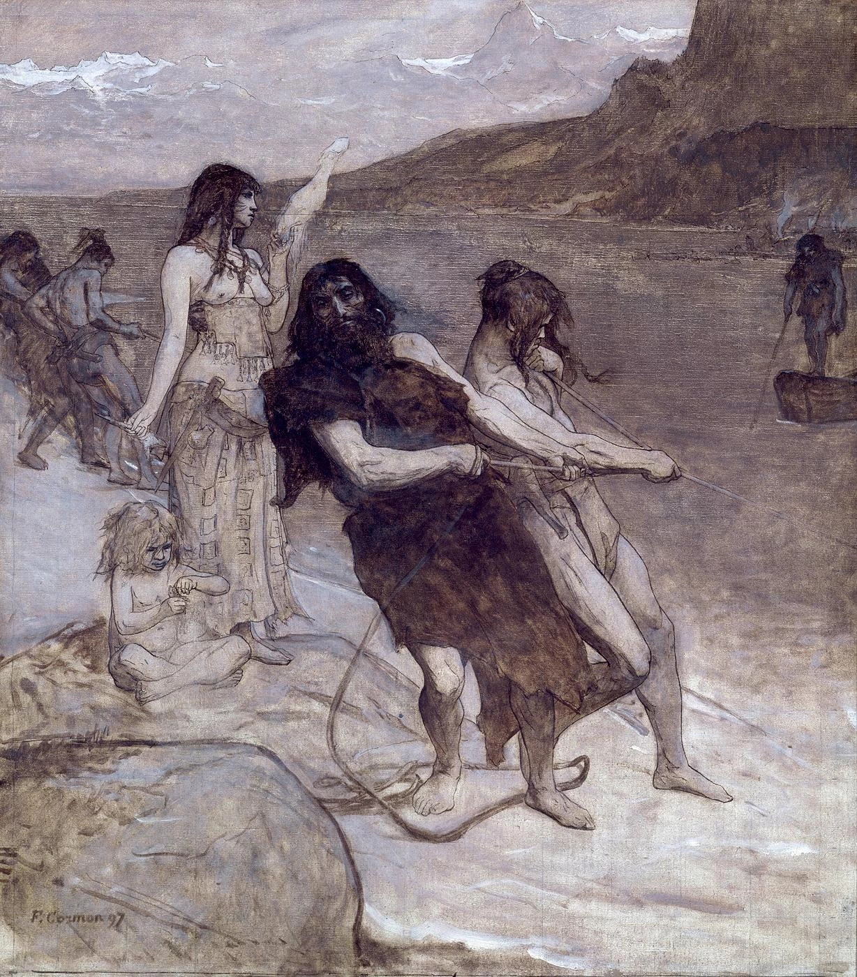Bozzetto per l'anfiteatro paleontologico del Museo di Storia Naturale di Parigi - La pesca, Musée des Beaux, Arts de la ville de Paris